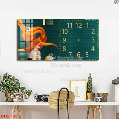 File tranh File tranh đồng hồ tráng gương DH3153 (bản gốc) in lụa 3D