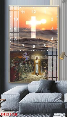 Ảnh gốc file in lụa File tranh đồng hồ tráng gương DH3158 chi tiết