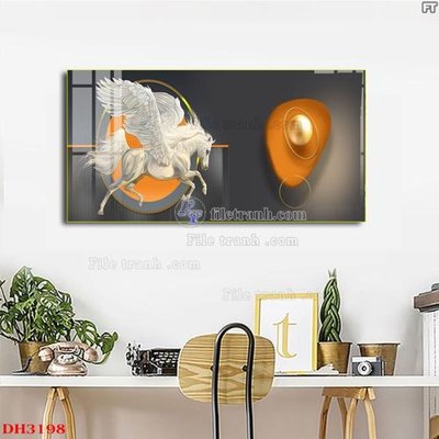 File tranh File tranh đồng hồ tráng gương DH3198 (bản gốc) in lụa 3D