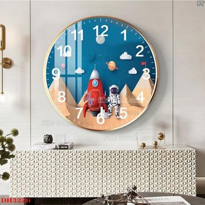 File in trần File tranh đồng hồ tráng gương DH3226 (file gốc) chủ đề vũ trụ