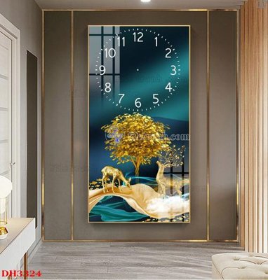 File tranh File tranh đồng hồ tráng gương DH3324 (gốc) chủ đề động vật