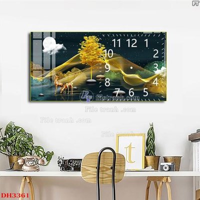 File tranh gốc File tranh đồng hồ tráng gương DH3361 (bản đẹp) độc quyền