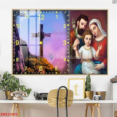 File in trần File tranh đồng hồ tráng gương DH3395 (file gốc) xuyên sáng