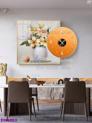 File tranh File tranh đồng hồ tráng gương kiểu mới DH4003 (bản gốc) in lụa 3D