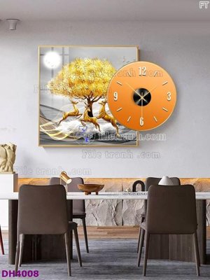 Tải file File tranh đồng hồ tráng gương kiểu mới DH4008 (PSD) cho in ấn quảng cáo