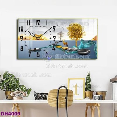 Tải về file gốc File tranh đồng hồ tráng gương hươu nai hiện đại FDH4009 (chuẩn in ấn)