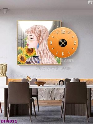 File gốc File tranh đồng hồ tráng gương kiểu mới DH4011 (chuẩn màu) cho in offset