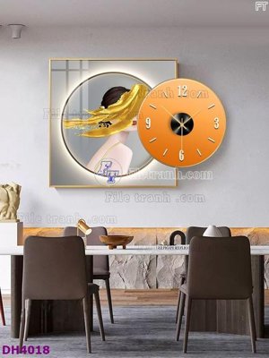 File PSD File tranh đồng hồ tráng gương kiểu mới DH4018 (bản gốc) chất lượng nhất