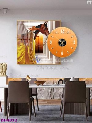 File gốc in ấn File tranh đồng hồ tráng gương kiểu mới DH4032 chất lượng vượt trội