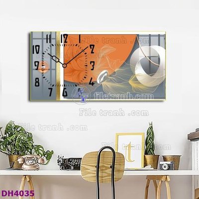 File tranh gốc File tranh đồng hồ tráng gương hươu nai hiện đại FDH4035 (bản quyền) độc đáo