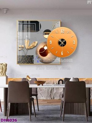 File in trần File tranh đồng hồ tráng gương kiểu mới DH4036 (bản gốc) đại dương