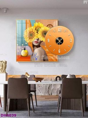 Tải file File tranh đồng hồ tráng gương kiểu mới DH4039 (gốc) làm file in ấn