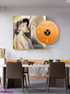 File in trần File tranh đồng hồ tráng gương kiểu mới DH4044 (bản gốc) mây trời