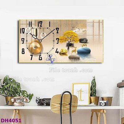 Mua file tranh gốc File tranh đồng hồ tráng gương hươu nai hiện đại FDH4051 tại Filetranh.com