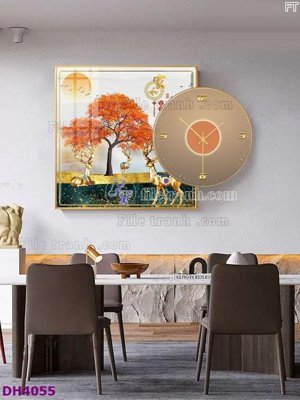 Tải file File tranh đồng hồ tráng gương kiểu mới DH4055 (ảnh gốc) 300dpi File tranh đồng hồ tráng gương kiểu mới DH4055