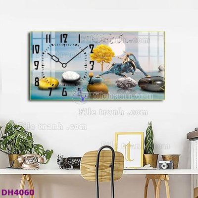 Download file File tranh đồng hồ tráng gương hươu nai hiện đại FDH4060 (gốc) cho xưởng in