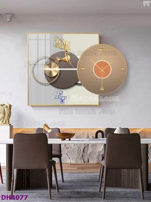 Download file gốc File tranh đồng hồ tráng gương kiểu mới DH4077 (in mica) trang trí