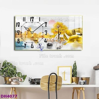 Tải file tranh File tranh đồng hồ tráng gương hươu nai hiện đại FDH4077 (gốc) tại Filetranh.com