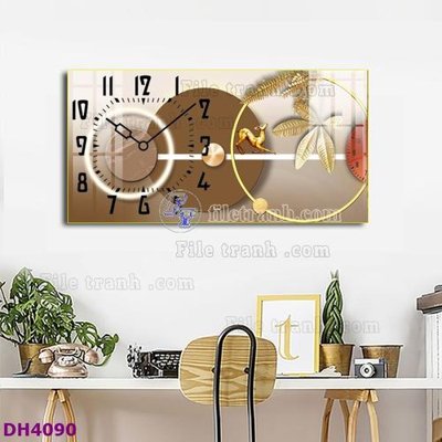 Tải file gốc File tranh đồng hồ tráng gương hươu nai hiện đại FDH4090 dùng cho in ấn