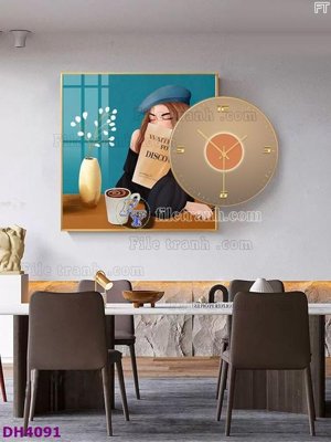 Download file File tranh đồng hồ tráng gương kiểu mới DH4091 (gốc) in mica bàn thờ