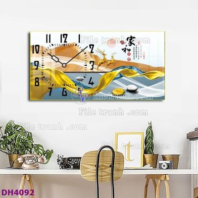 Download file gốc File tranh đồng hồ tráng gương hươu nai hiện đại FDH4092 (in mica) logo