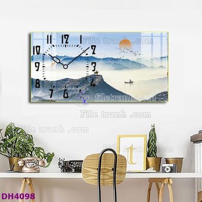 Download file File tranh đồng hồ tráng gương hươu nai hiện đại FDH4098 (gốc) in mica bàn thờ