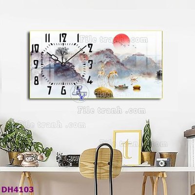 File tranh in mica File tranh đồng hồ tráng gương hươu nai hiện đại FDH4103 (độ phân giải cao)