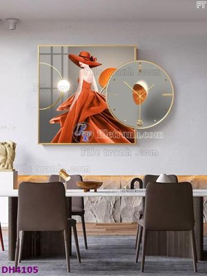 Download file File tranh đồng hồ tráng gương kiểu mới DH4105 (gốc) in mica bàn thờ