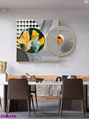 Ảnh gốc File tranh đồng hồ tráng gương kiểu mới DH4106 (độ nét cao) in mica