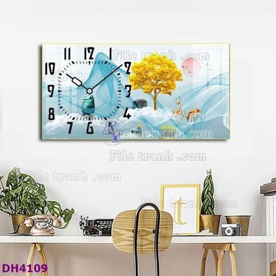 Tải file gốc File tranh đồng hồ tráng gương hươu nai hiện đại FDH4109 (bản PSD) đầy đủ layer