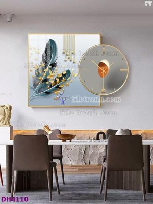 File gốc File tranh đồng hồ tráng gương kiểu mới DH4110 (in lụa) chi tiết cao