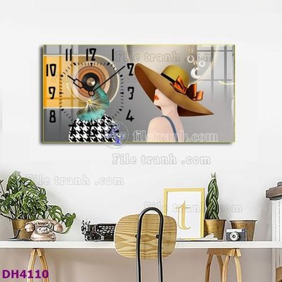 Download file gốc File tranh đồng hồ tráng gương hươu nai hiện đại FDH4110 (in mica) logo