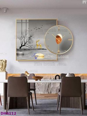 File ảnh File tranh đồng hồ tráng gương kiểu mới DH4112 (gốc) in quảng cáo ngoài trời