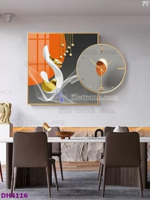 Ảnh gốc File tranh đồng hồ tráng gương kiểu mới DH4116 (siêu chi tiết) để in ấn