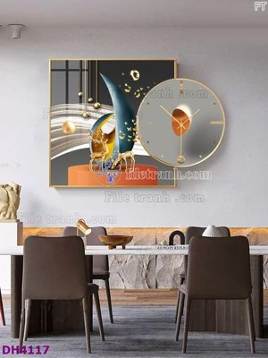 Chi tiết file tranh tráng gương File tranh đồng hồ tráng gương kiểu mới DH4117 (ảnh gốc)