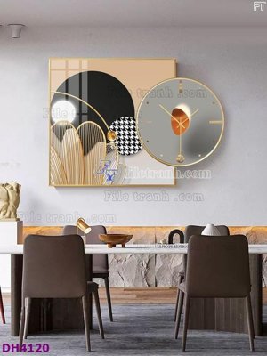 File gốc File tranh đồng hồ tráng gương kiểu mới DH4120 (in mica) trang trí