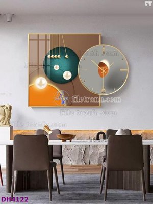 Tải file File tranh đồng hồ tráng gương kiểu mới DH4122 (PSD) cho in tranh 3D