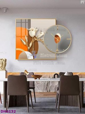 File tranh File tranh đồng hồ tráng gương kiểu mới DH4132 (file gốc) chuẩn màu in