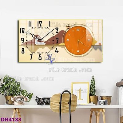 File PSD in ấn File tranh đồng hồ tráng gương hươu nai hiện đại FDH4133 (chất lượng cao)