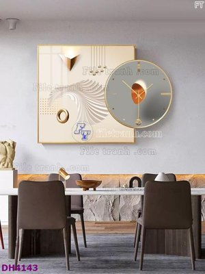 File tranh File tranh đồng hồ tráng gương kiểu mới DH4143 (gốc) in trên kính