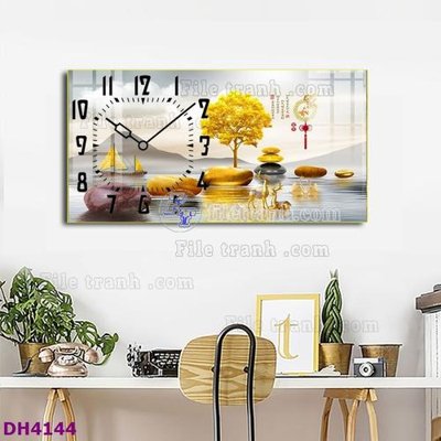 Tải file gốc File tranh đồng hồ tráng gương hươu nai hiện đại FDH4144 (in khổ lớn) không vỡ