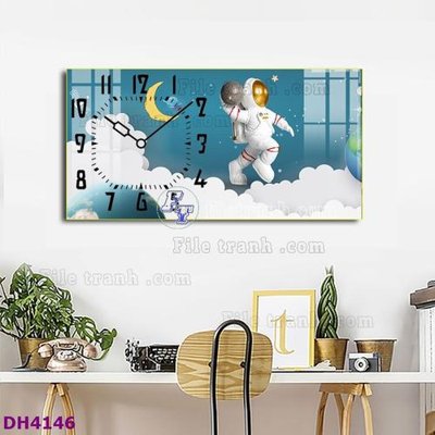 File in trần File tranh đồng hồ tráng gương hươu nai hiện đại FDH4146 (file gốc) chủ đề vũ trụ