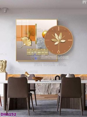 Tải file tranh gốc File tranh đồng hồ tráng gương kiểu mới DH4152 chất lượng cao