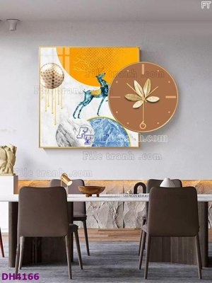 File tranh quảng cáo File tranh đồng hồ tráng gương kiểu mới DH4166 (file gốc) chuyên nghiệp