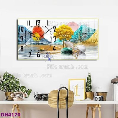 Chi tiết file gốc File tranh đồng hồ tráng gương hươu nai hiện đại FDH4170 (cho in tráng gương)