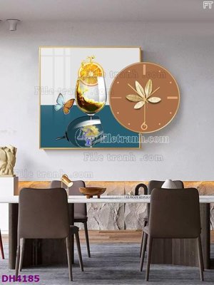Tải file gốc in lụa File tranh đồng hồ tráng gương kiểu mới DH4185 siêu nét