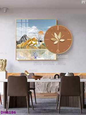 File gốc File tranh đồng hồ tráng gương kiểu mới DH4186 (in mica) trang trí