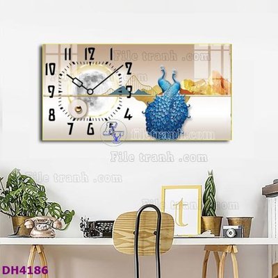 File gốc File tranh đồng hồ tráng gương hươu nai hiện đại FDH4186 (PNG) chất lượng cao