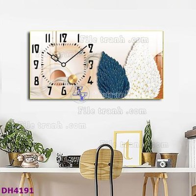 Ảnh gốc File tranh đồng hồ tráng gương hươu nai hiện đại FDH4191 (độ nét cao) in mica