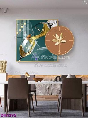 File tranh File tranh đồng hồ tráng gương kiểu mới DH4195 (bản gốc) treo tường